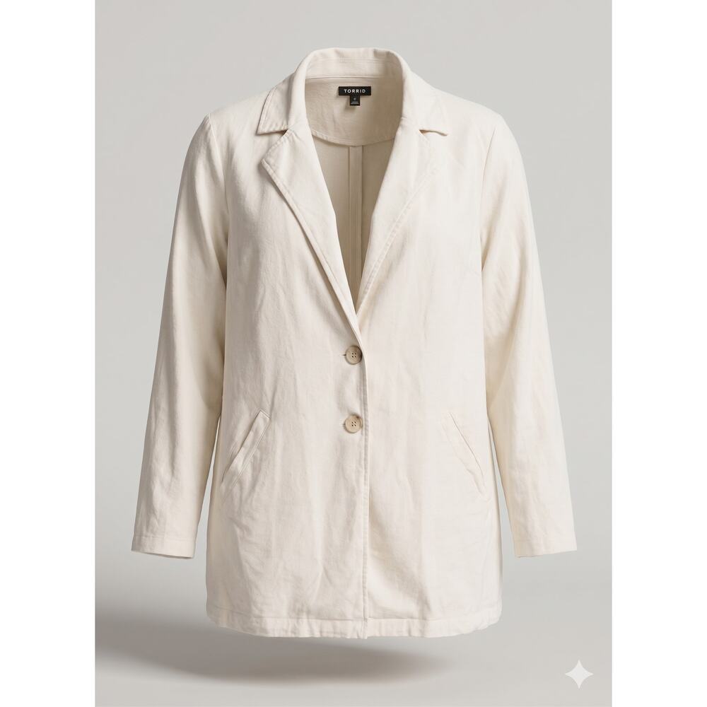Torrid Womens 2X Coastal Minimalist Staple Resortwear Lagenlook Linen Blazer